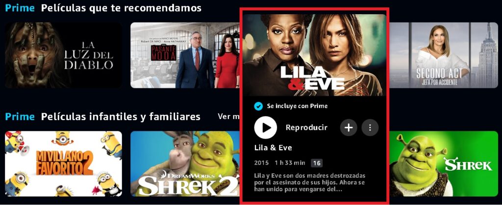 Ejemplo del principio de Divulgación de la plataforma Prime Video